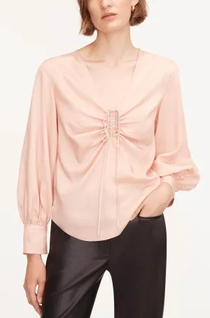 Drawstring Long Sleeve Blouse | Blush REBECCA TAYLOR