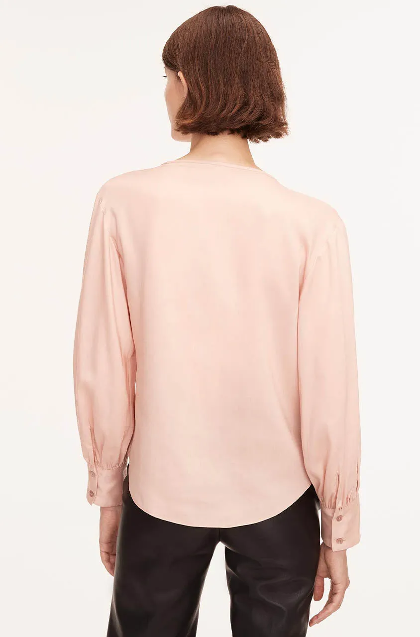 Drawstring Long Sleeve Blouse | Blush REBECCA TAYLOR
