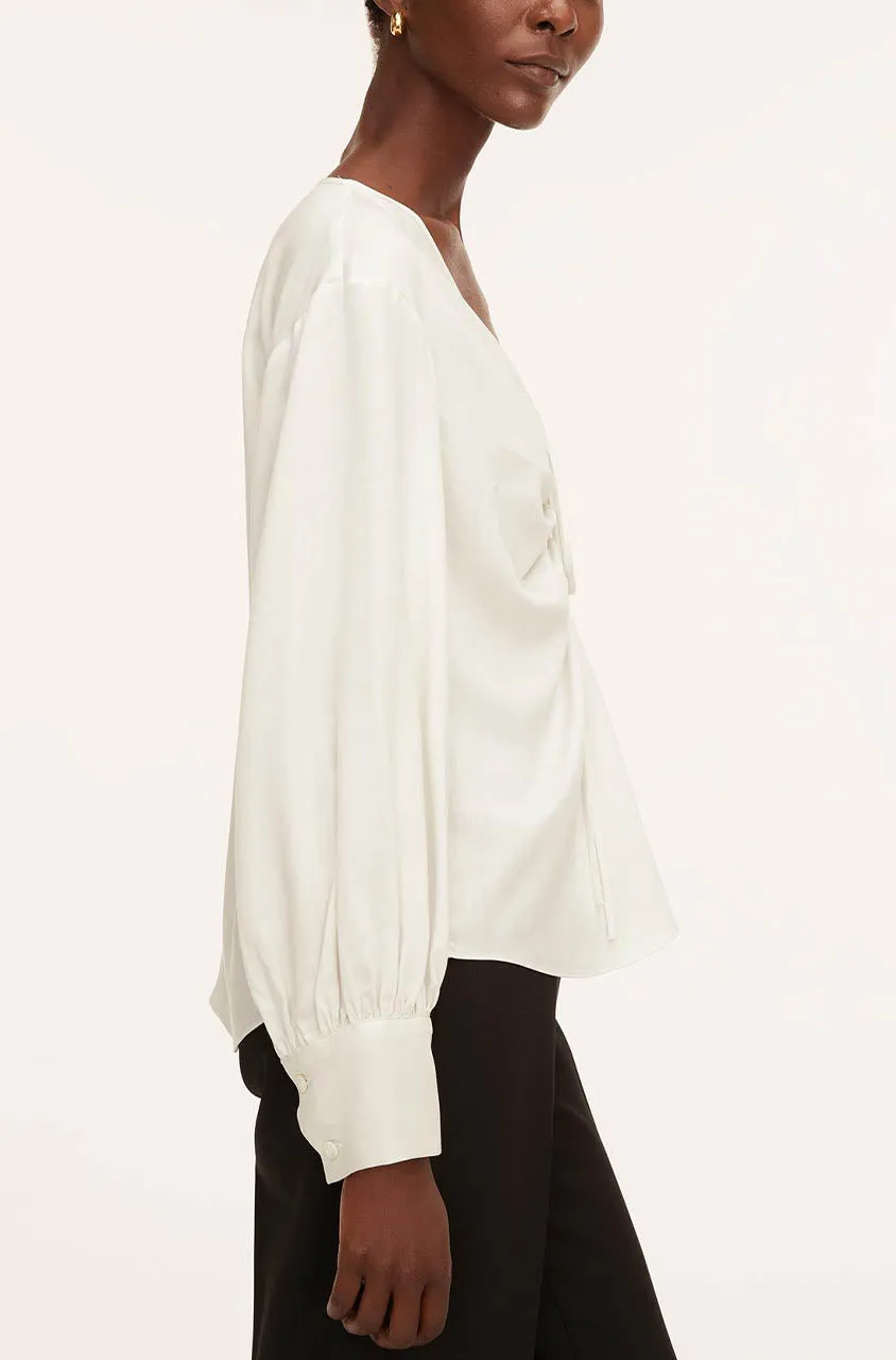 Drawstring Long Sleeve Blouse | Snow REBECCA TAYLOR