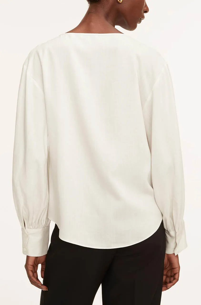 Drawstring Long Sleeve Blouse | Snow REBECCA TAYLOR