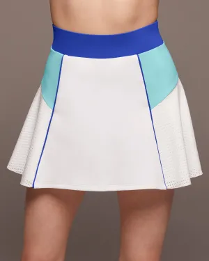 Electric Tennis Skirt w/ Shorts | White/Island Blue/Royal Blue MICHI