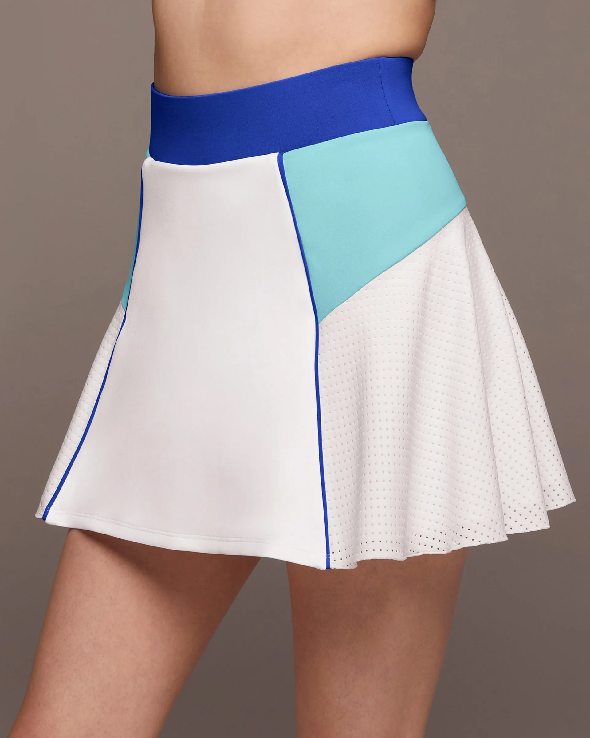 Electric Tennis Skirt w/ Shorts | White/Island Blue/Royal Blue MICHI