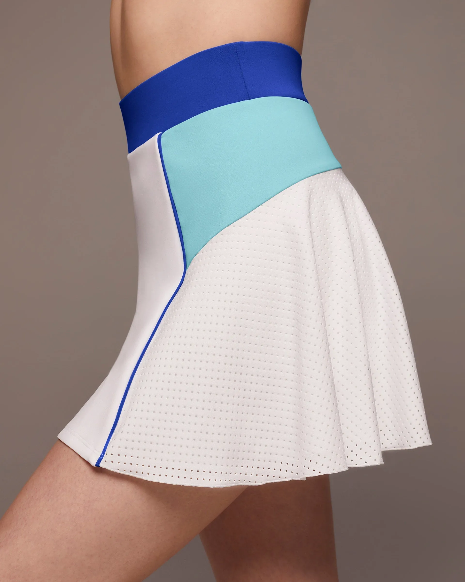 Electric Tennis Skirt w/ Shorts | White/Island Blue/Royal Blue MICHI