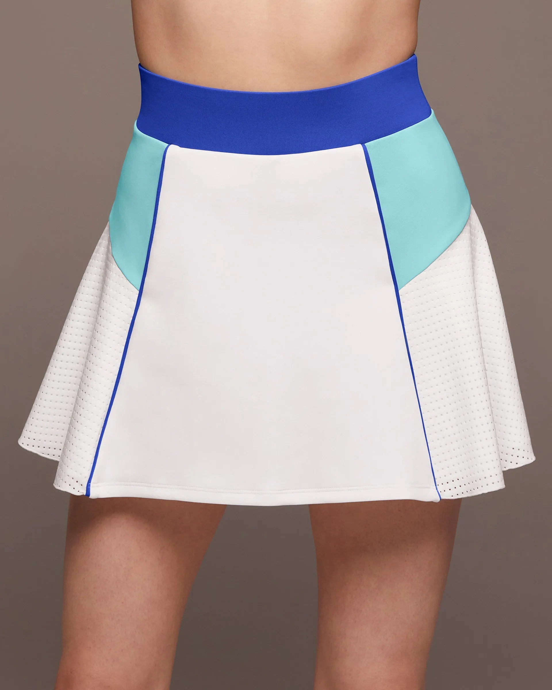 Electric Tennis Skirt w/ Shorts | White/Island Blue/Royal Blue MICHI
