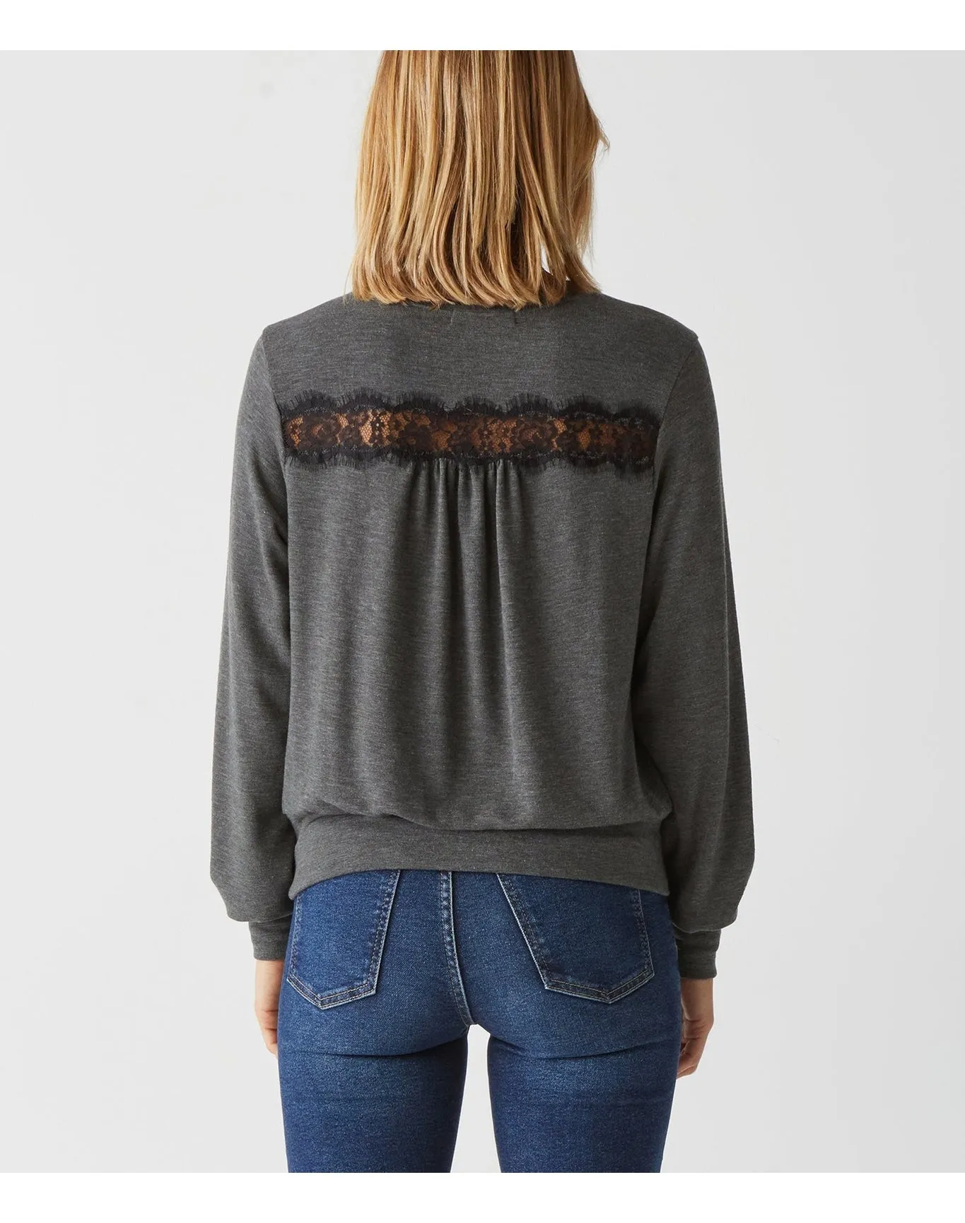 Esther Lace Trim Top | Charcoal MICHAEL STARS