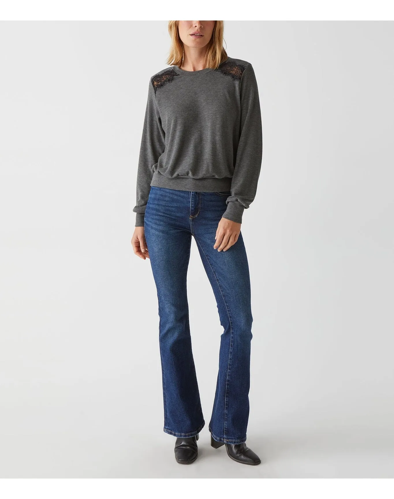 Esther Lace Trim Top | Charcoal MICHAEL STARS
