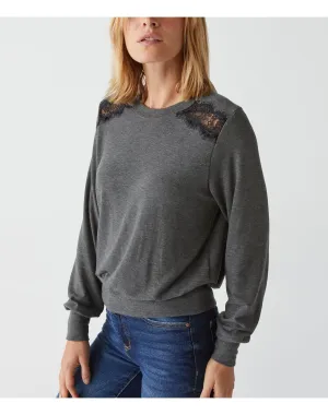 Esther Lace Trim Top | Charcoal MICHAEL STARS
