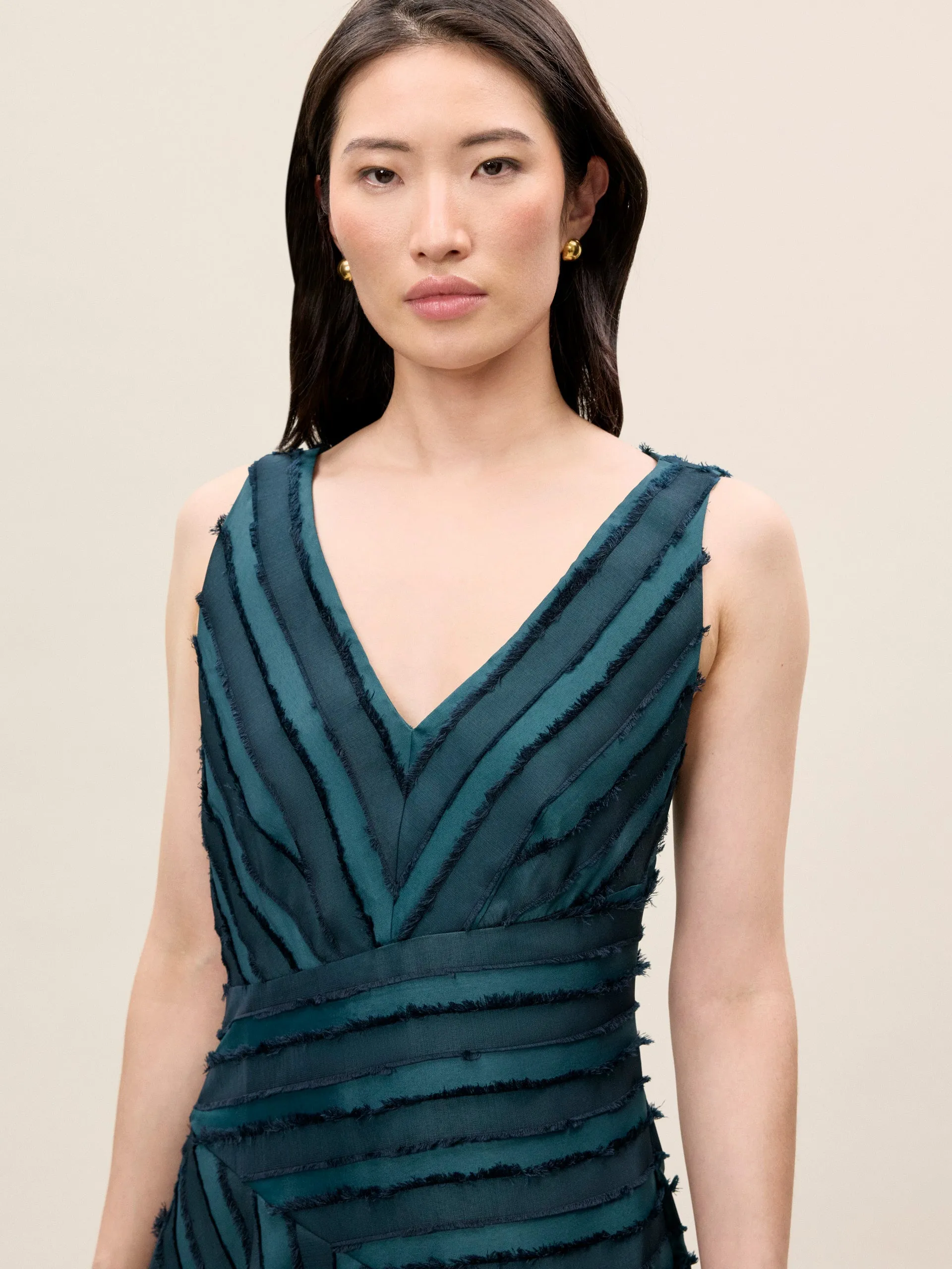 Eyelash Mini Dress | Green/Navy REBECCA TAYLOR