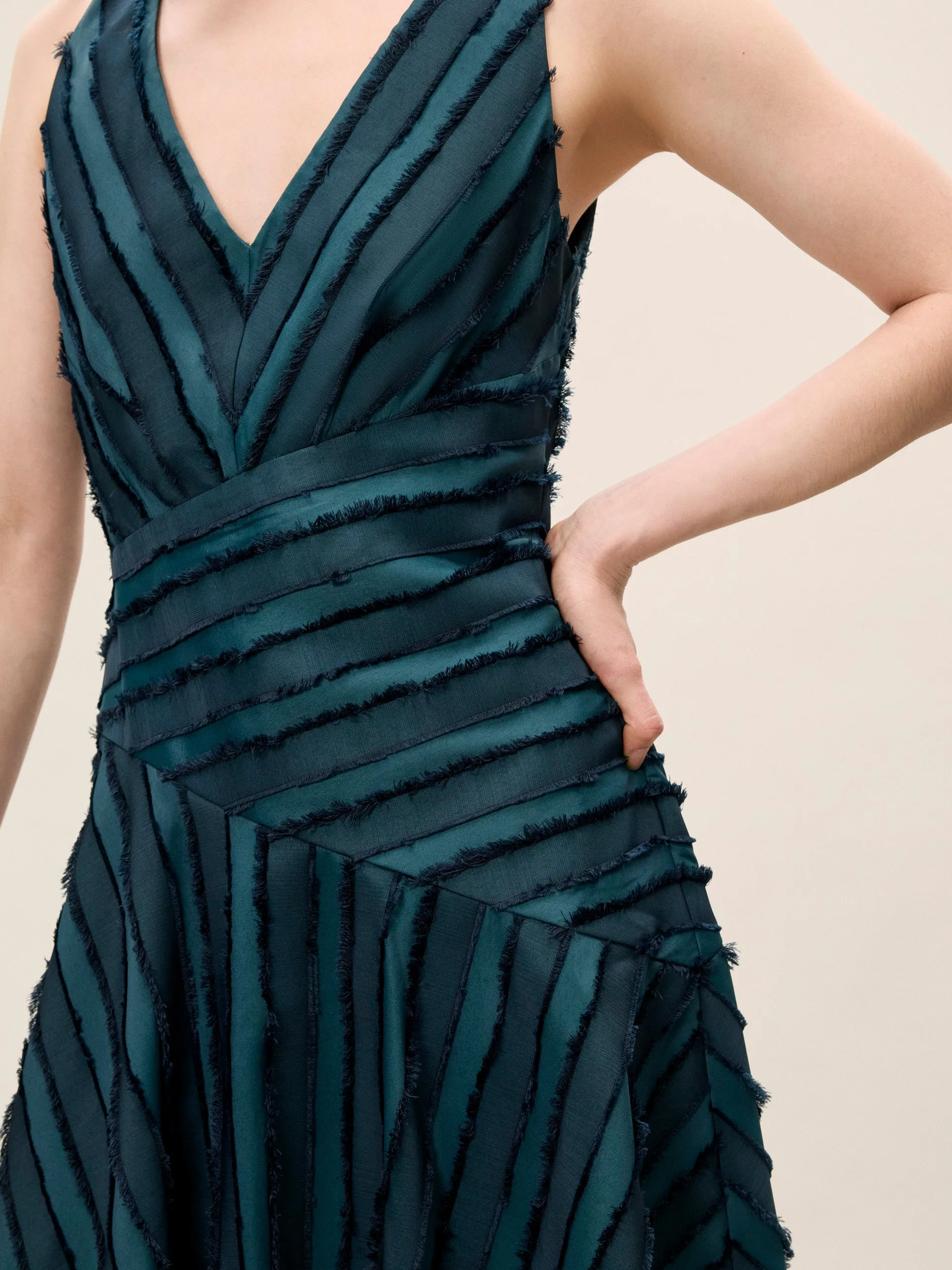 Eyelash Mini Dress | Green/Navy REBECCA TAYLOR