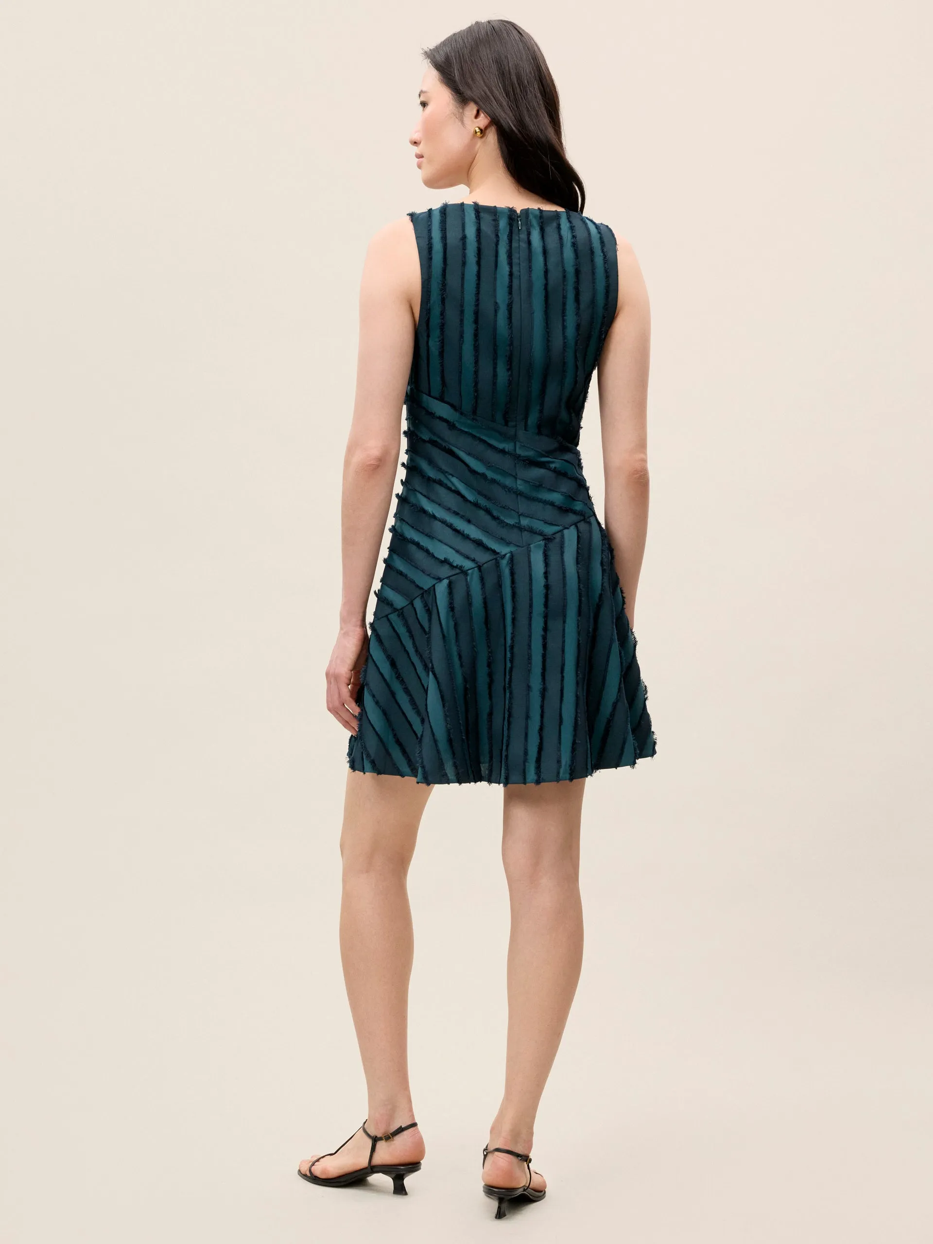 Eyelash Mini Dress | Green/Navy REBECCA TAYLOR
