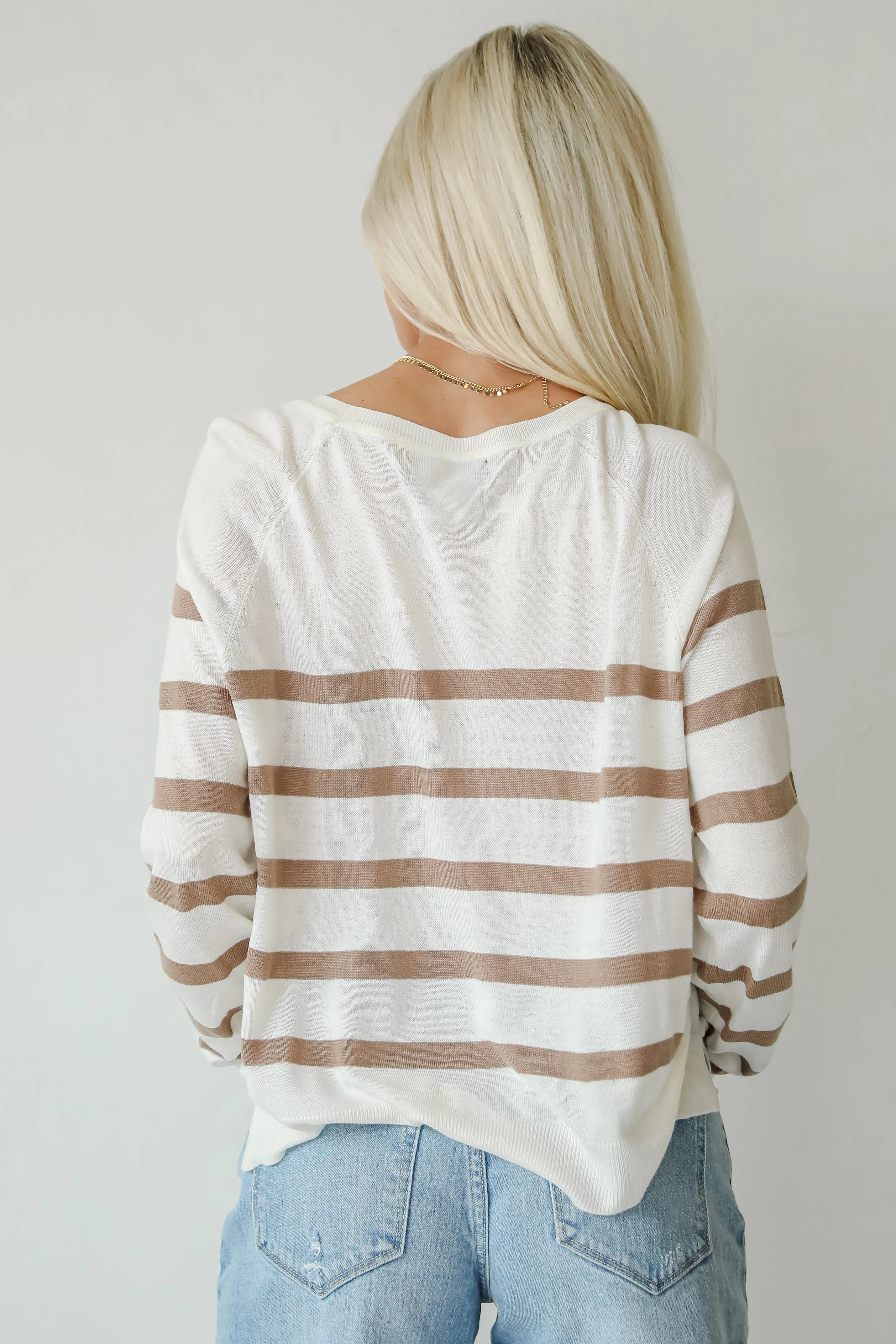 FINAL SALE - Elevated Staple Cream Striped Lightweight Knit Top