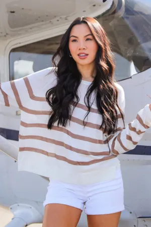 FINAL SALE - Elevated Staple Cream Striped Lightweight Knit Top