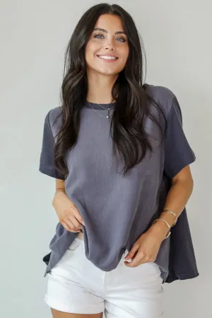 FINAL SALE - Required Style Charcoal Pocket Top