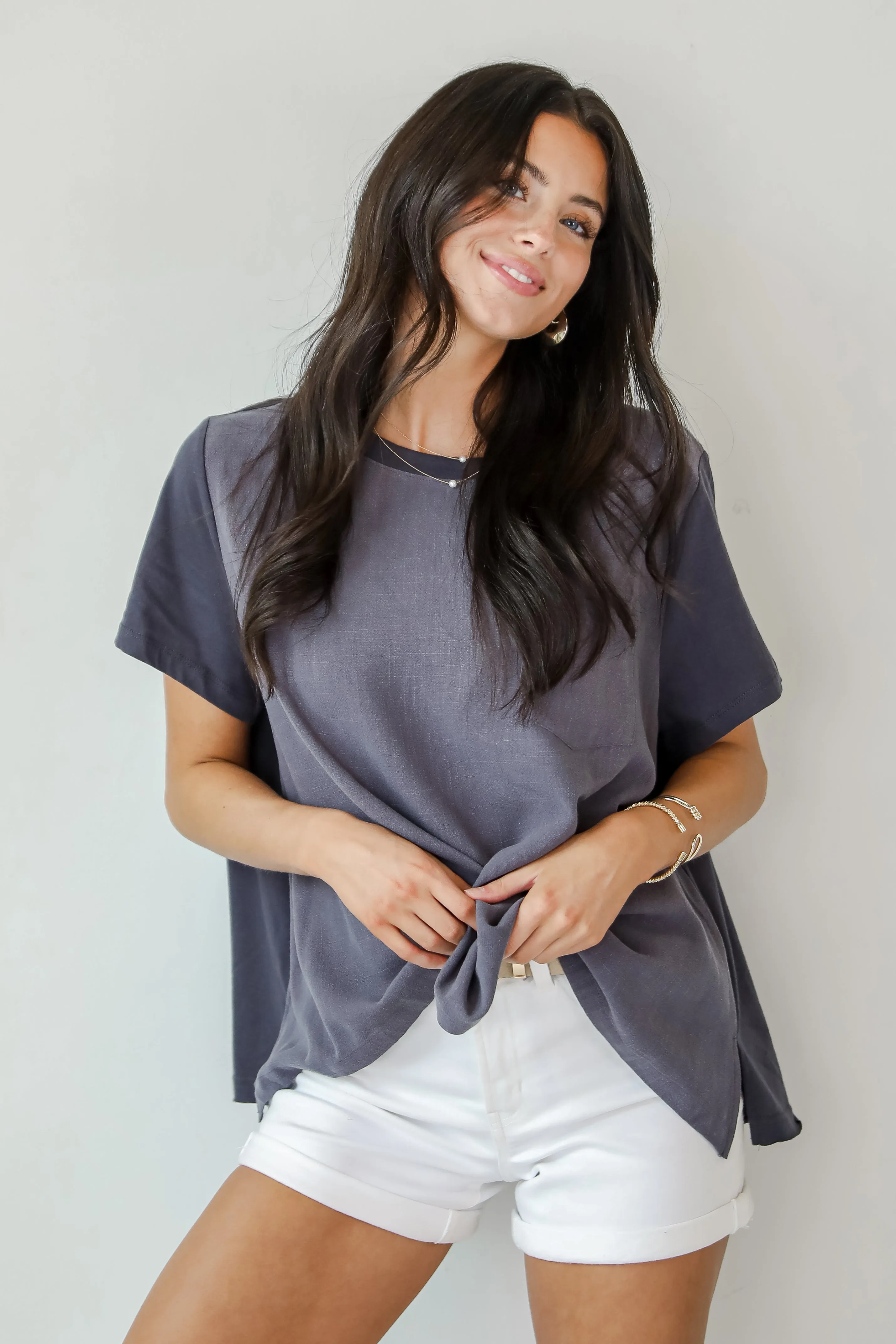 FINAL SALE - Required Style Charcoal Pocket Top