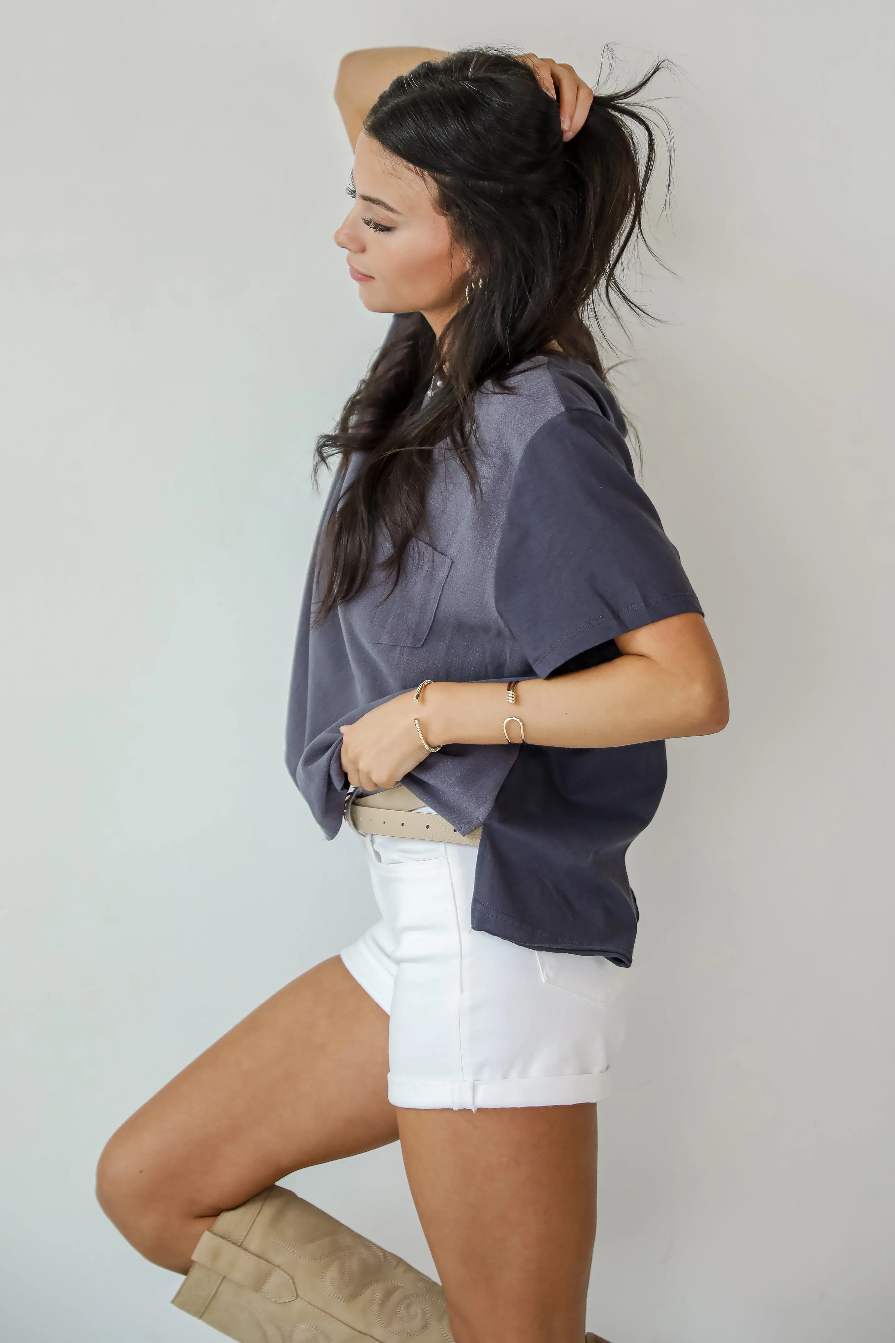 FINAL SALE - Required Style Charcoal Pocket Top