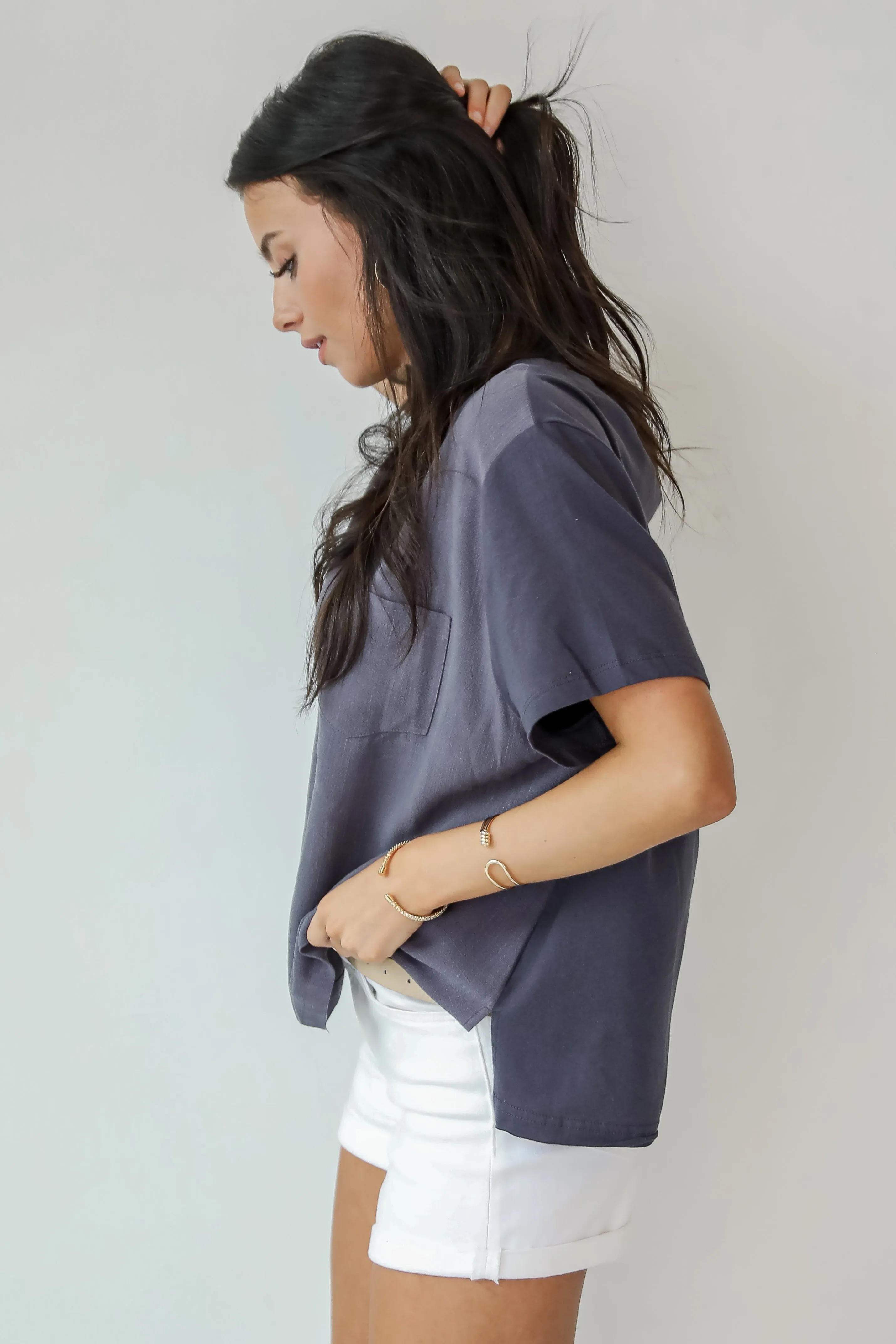 FINAL SALE - Required Style Charcoal Pocket Top