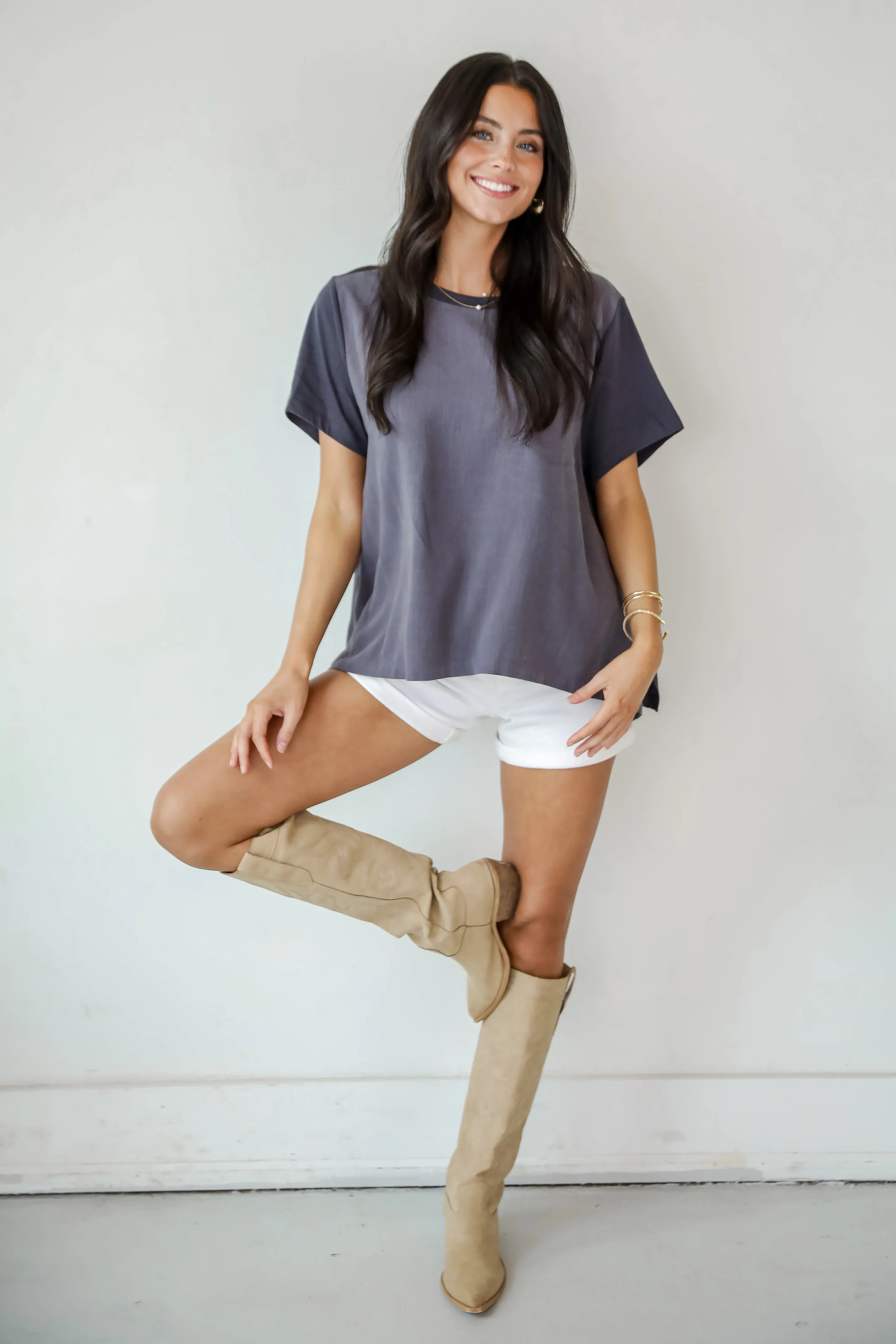 FINAL SALE - Required Style Charcoal Pocket Top