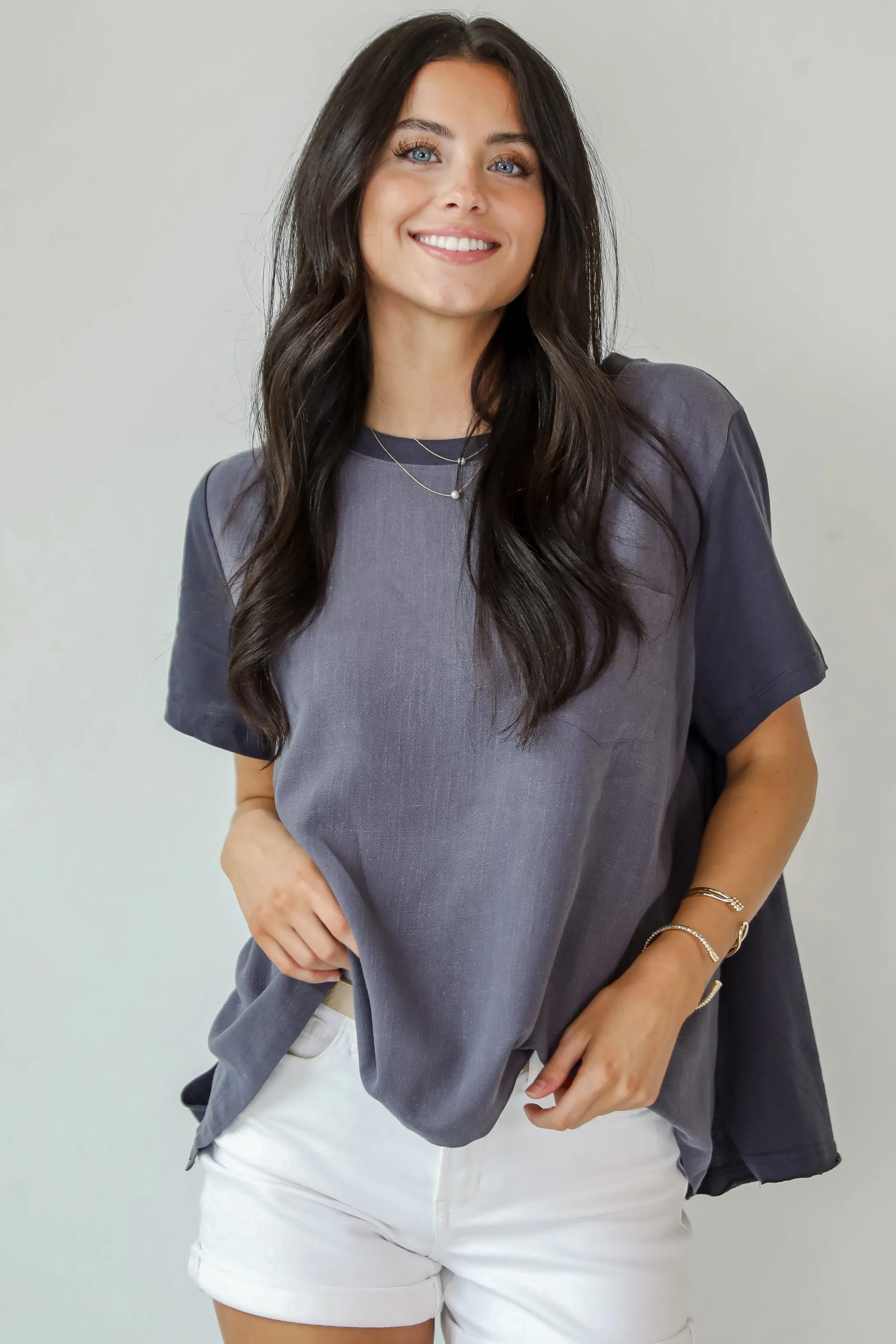 FINAL SALE - Required Style Charcoal Pocket Top