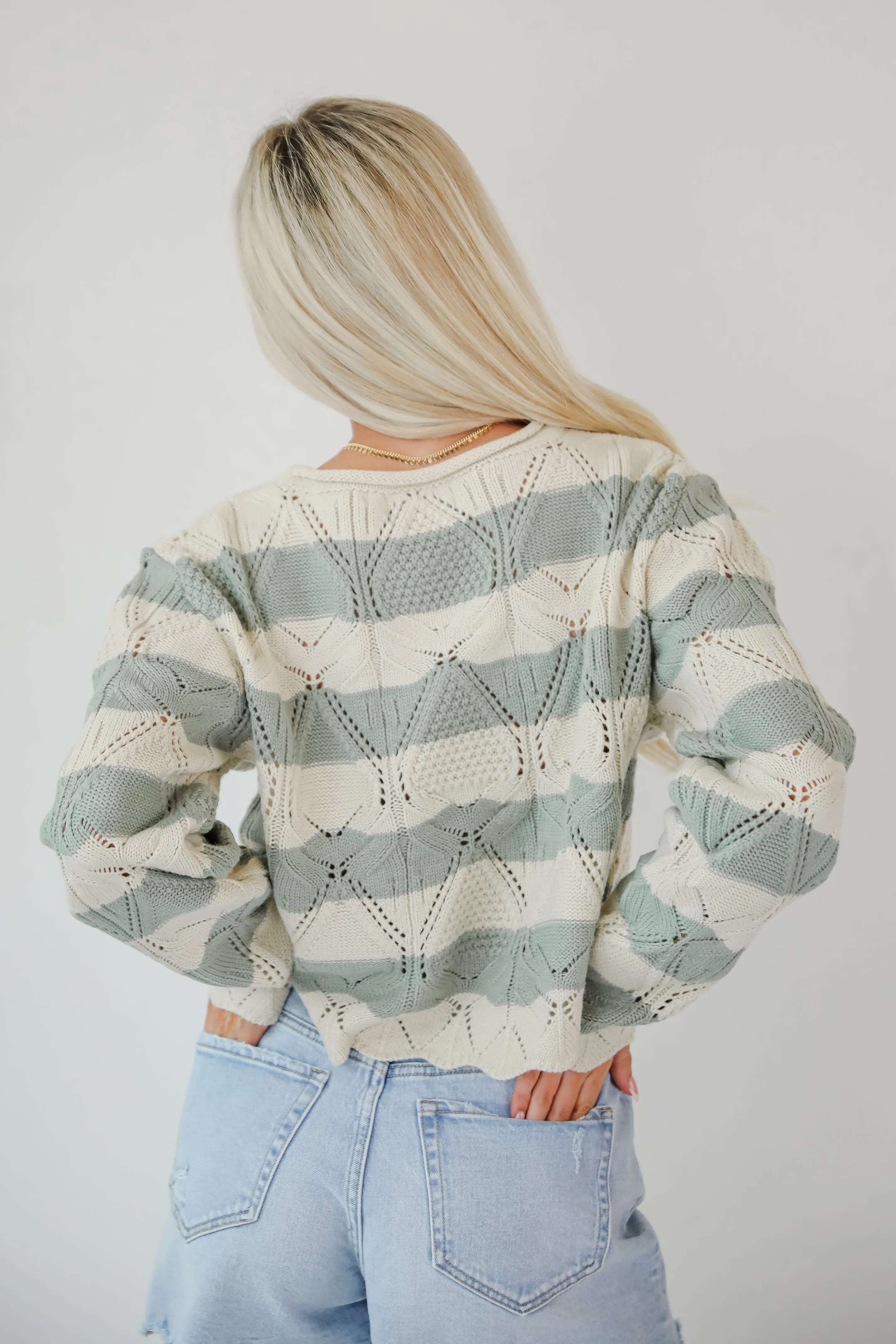 FINAL SALE - Strolls In The Sand Sage Striped Knit Top