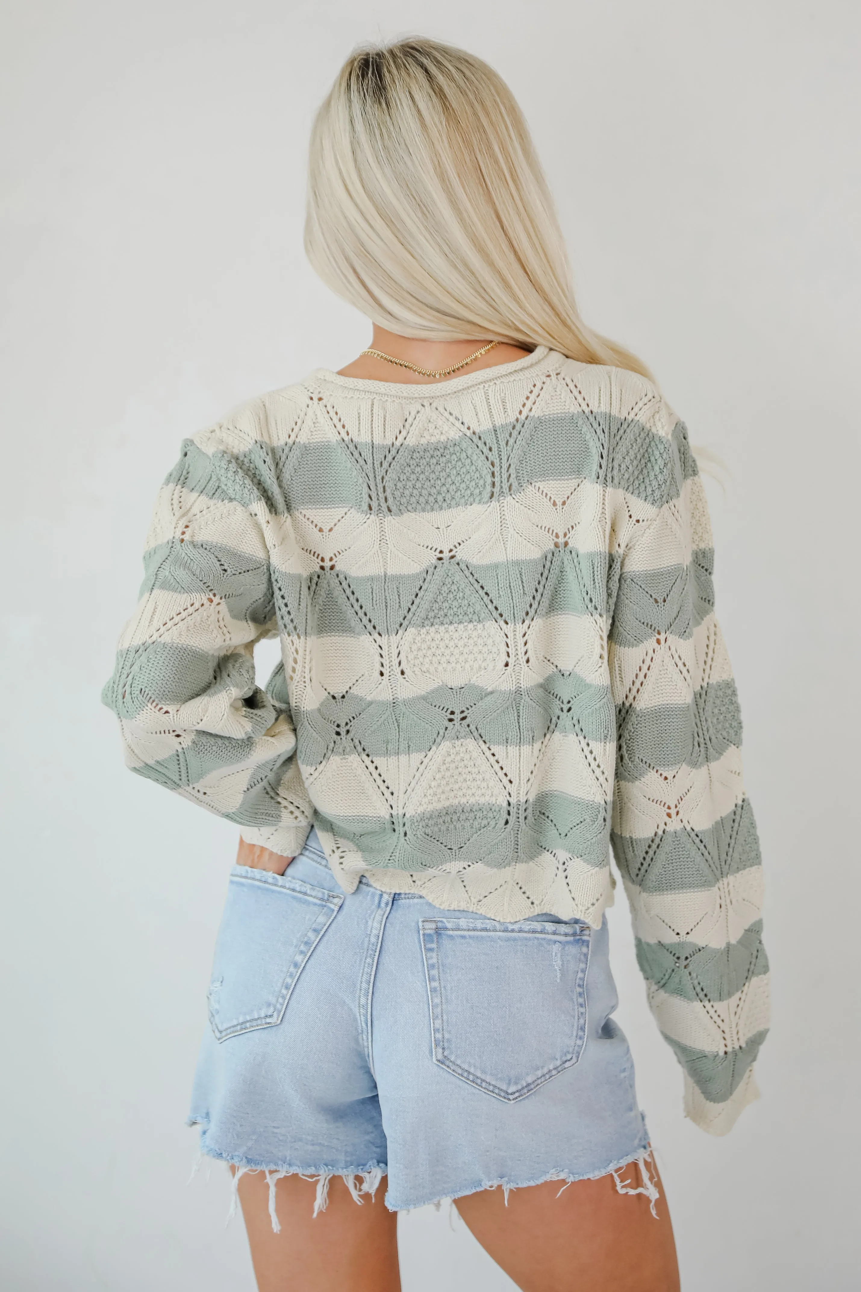 FINAL SALE - Strolls In The Sand Sage Striped Knit Top