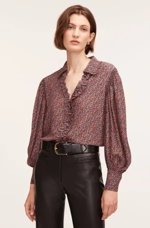 Fleur Silk Blouse | Wren Fleur Navy Combo REBECCA TAYLOR