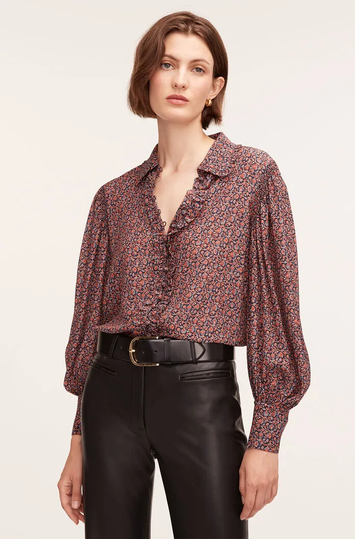Fleur Silk Blouse | Wren Fleur Navy Combo REBECCA TAYLOR