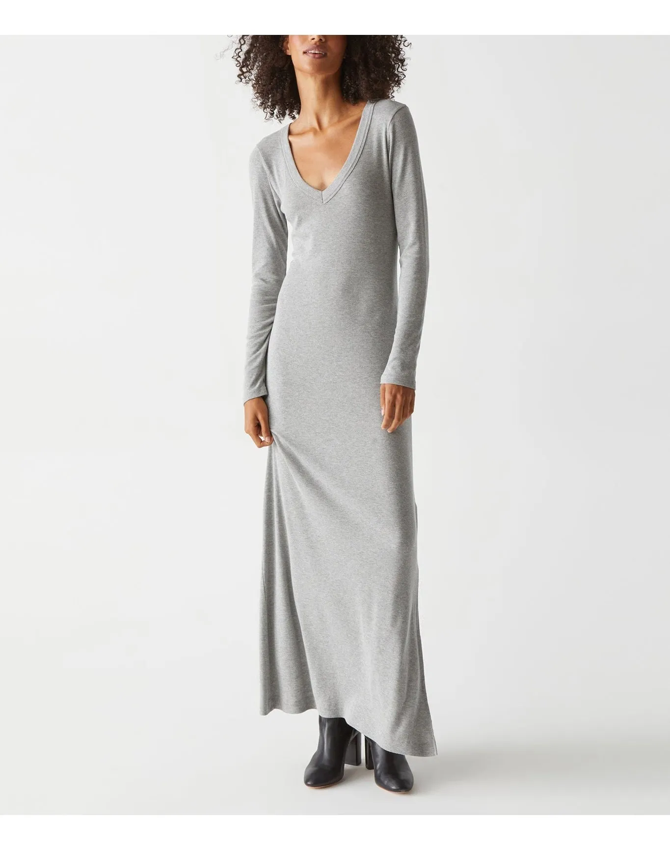 Fowler Ribbed Maxi Dress with Slit | Heather Grey MICHAEL STARS