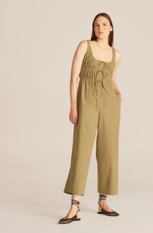 Full-Length Poplin Romper | Dark Olive REBECCA TAYLOR