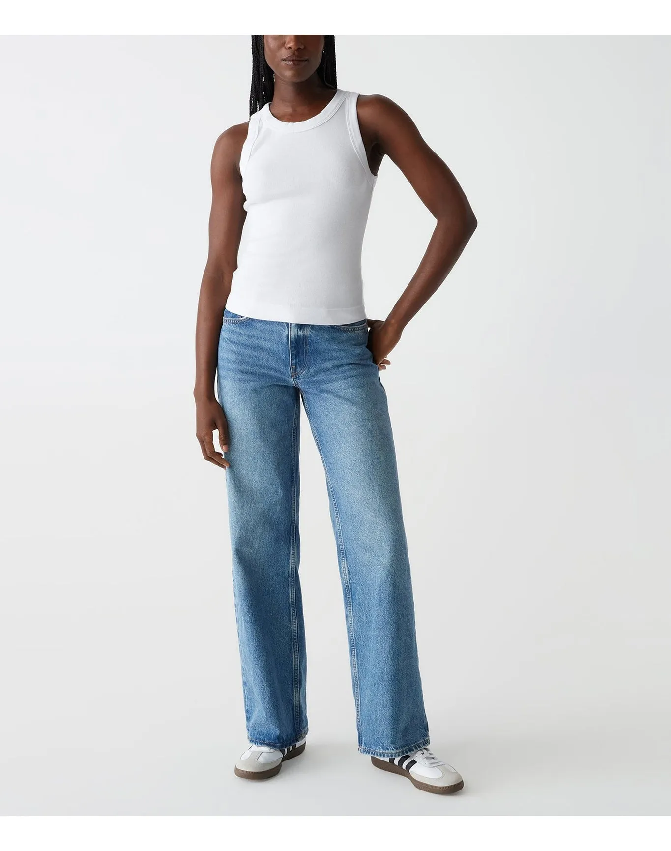Gina Ribbed Crop Tank | White MICHAEL STARS