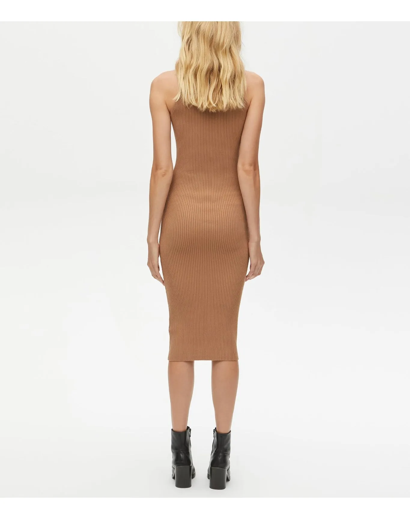 Giselle Ribbed Halter Dress | Camel MICHAEL STARS