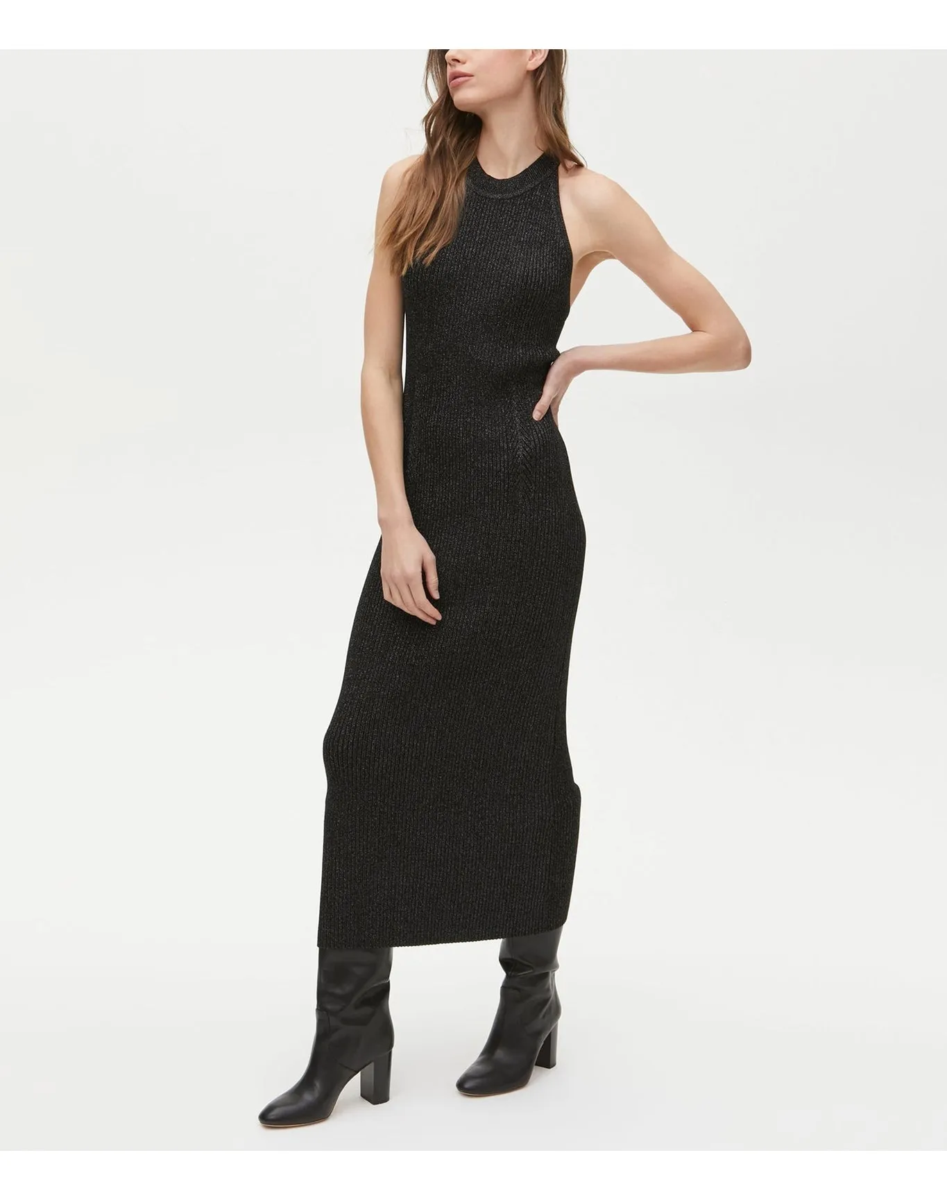 Giselle Shimmer Ribbed Dress | Black MICHAEL STARS