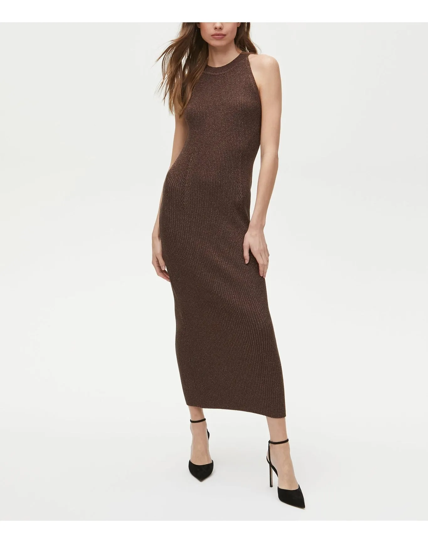 Giselle Shimmer Ribbed Dress | Chestnut MICHAEL STARS