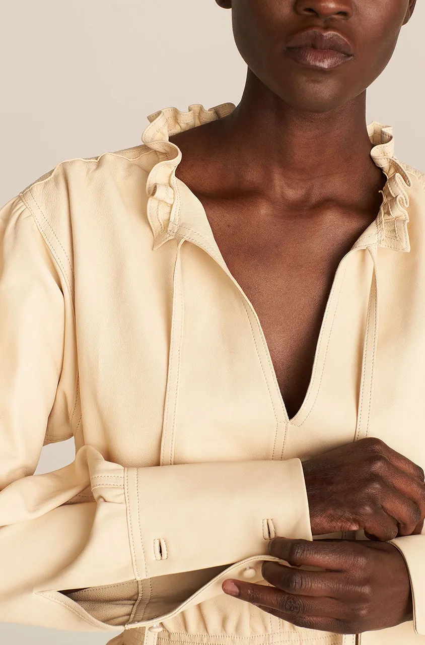 Glove Leather Blouse | Straw REBECCA TAYLOR