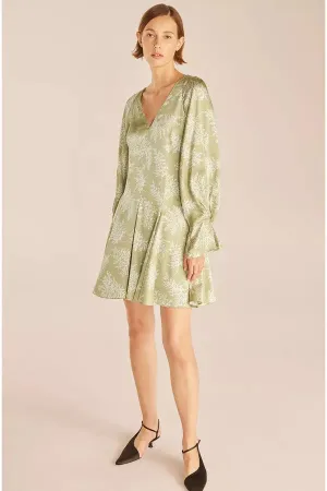 Godet Dress | Arden Fern Linen Combo REBECCA TAYLOR