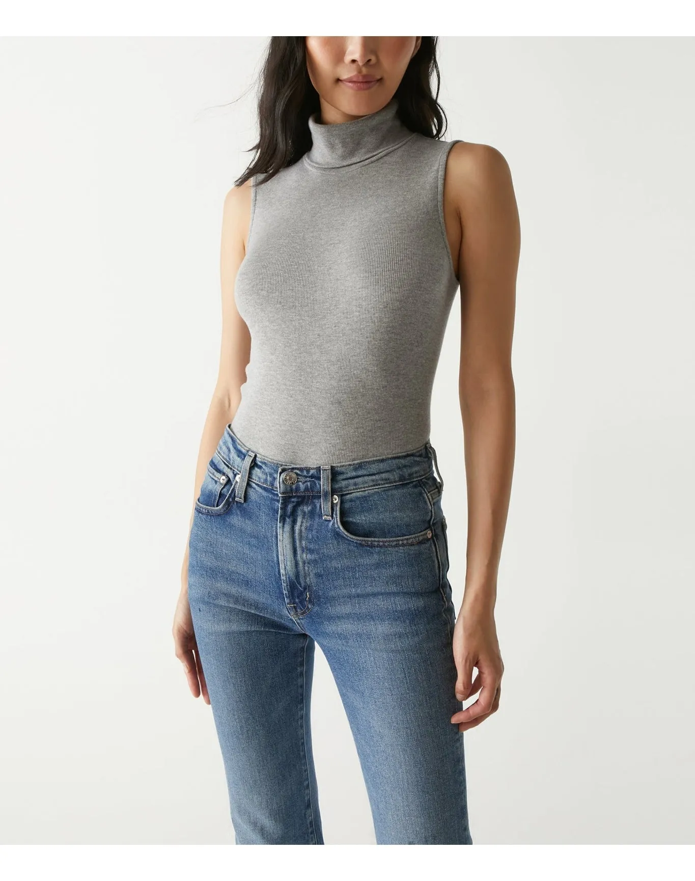 Hillary Ribbed Turtleneck Tank | Heather Grey MICHAEL STARS