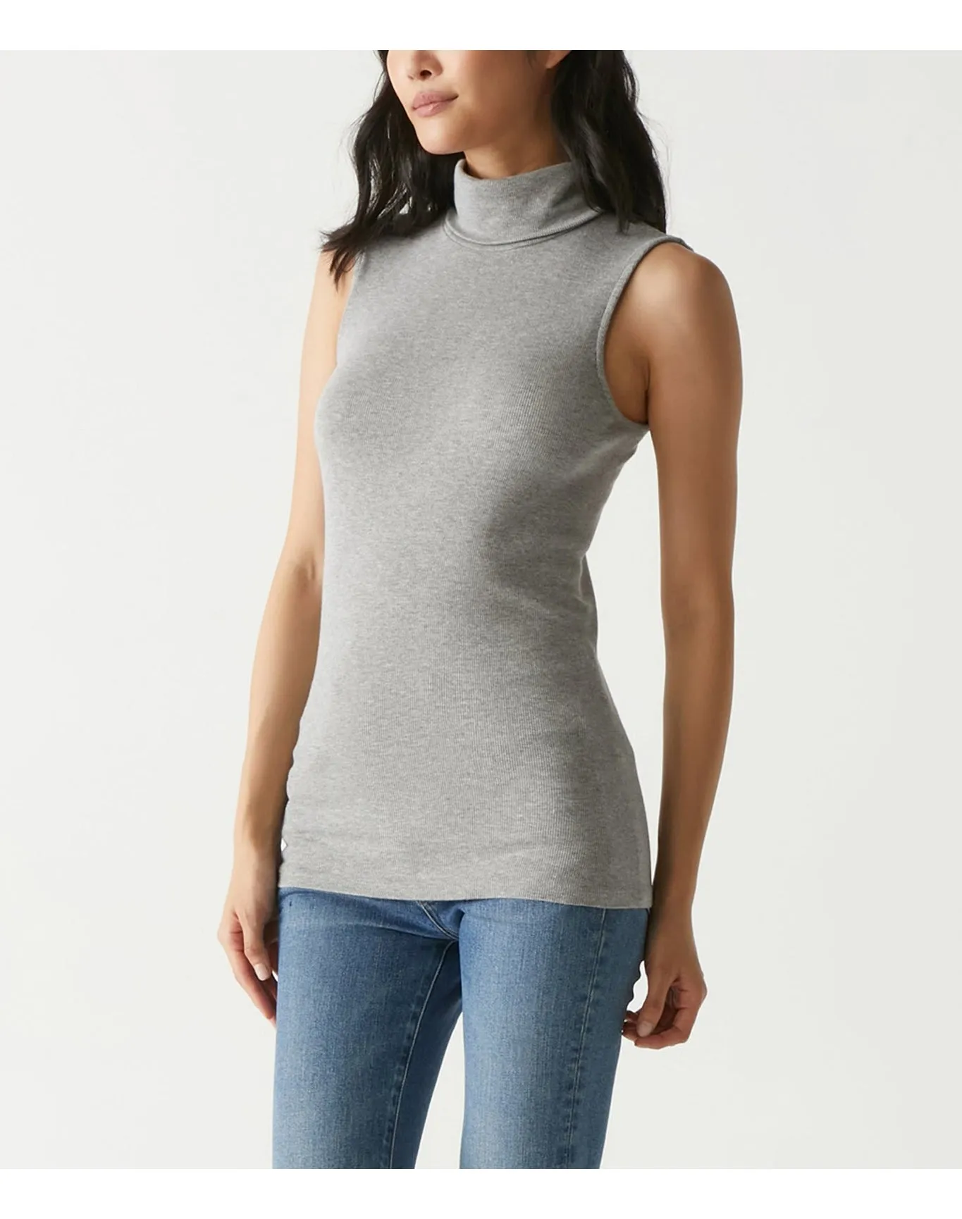 Hillary Ribbed Turtleneck Tank | Heather Grey MICHAEL STARS