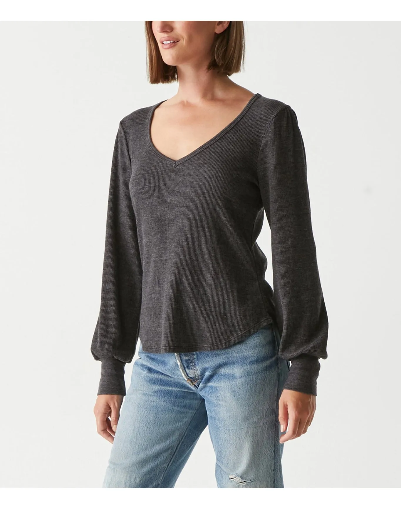 Ida Thermal Puff Sleeve Tee | Charcoal MICHAEL STARS