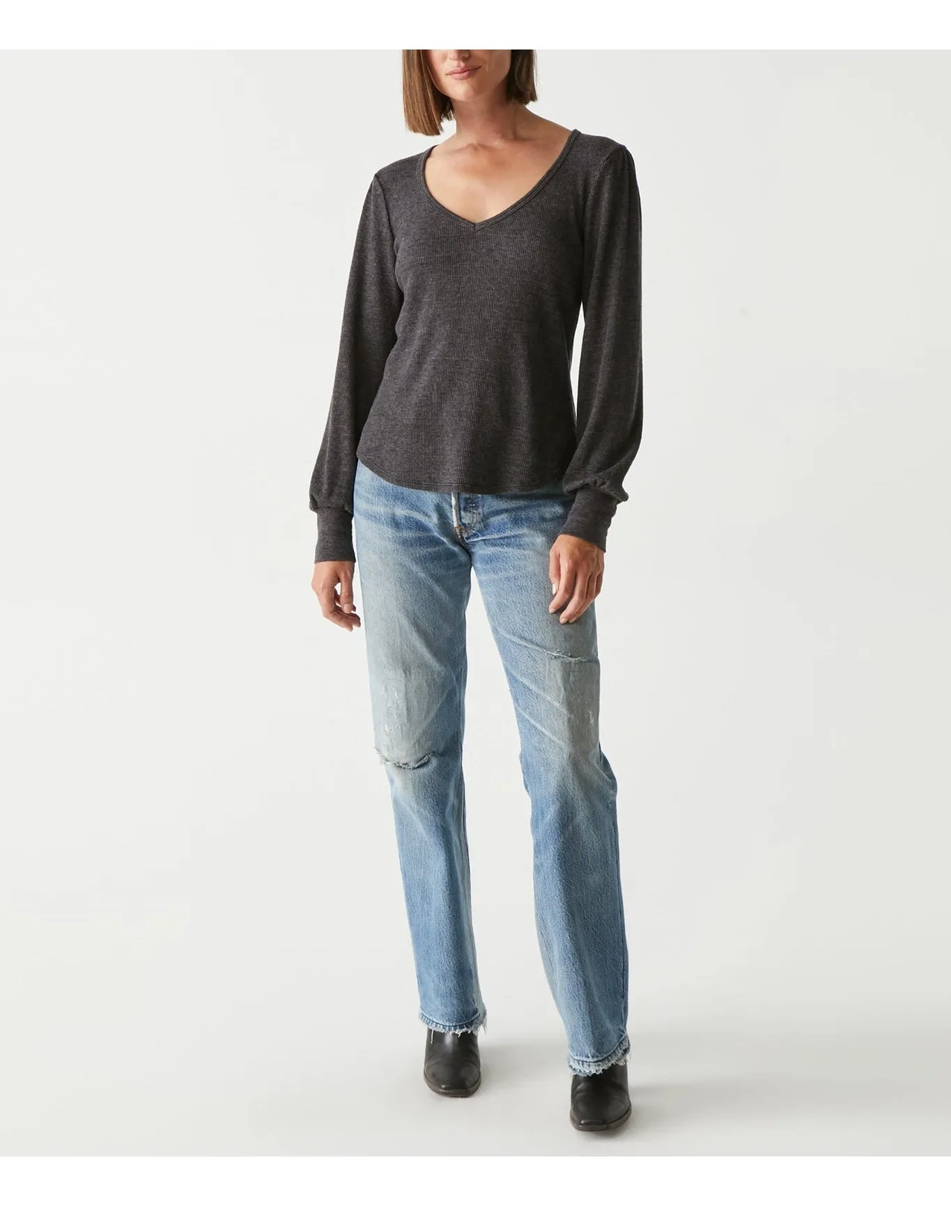 Ida Thermal Puff Sleeve Tee | Charcoal MICHAEL STARS