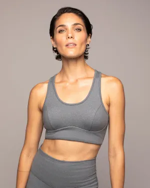 Instinct Warm Compression Longline Bra | Granite Grey MICHI