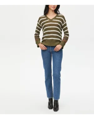 Janie V-Neck Sweater | Olive Stripe MICHAEL STARS