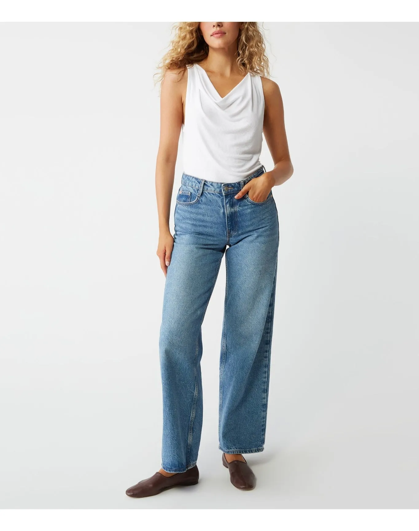 Jeanette Cowl Neck Tank | White MICHAEL STARS