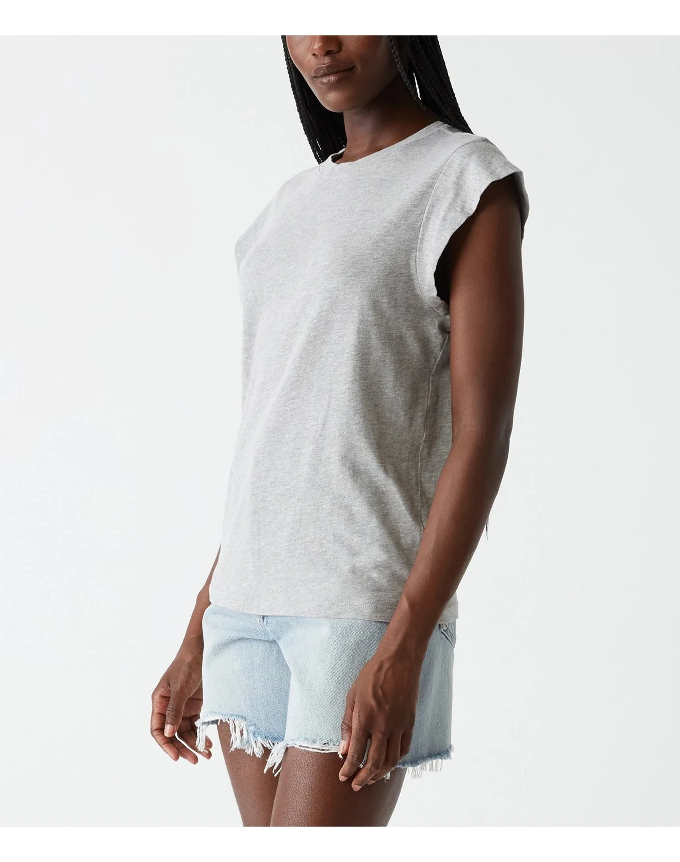 Joey Power Shoulder Tee | Heather Grey MICHAEL STARS