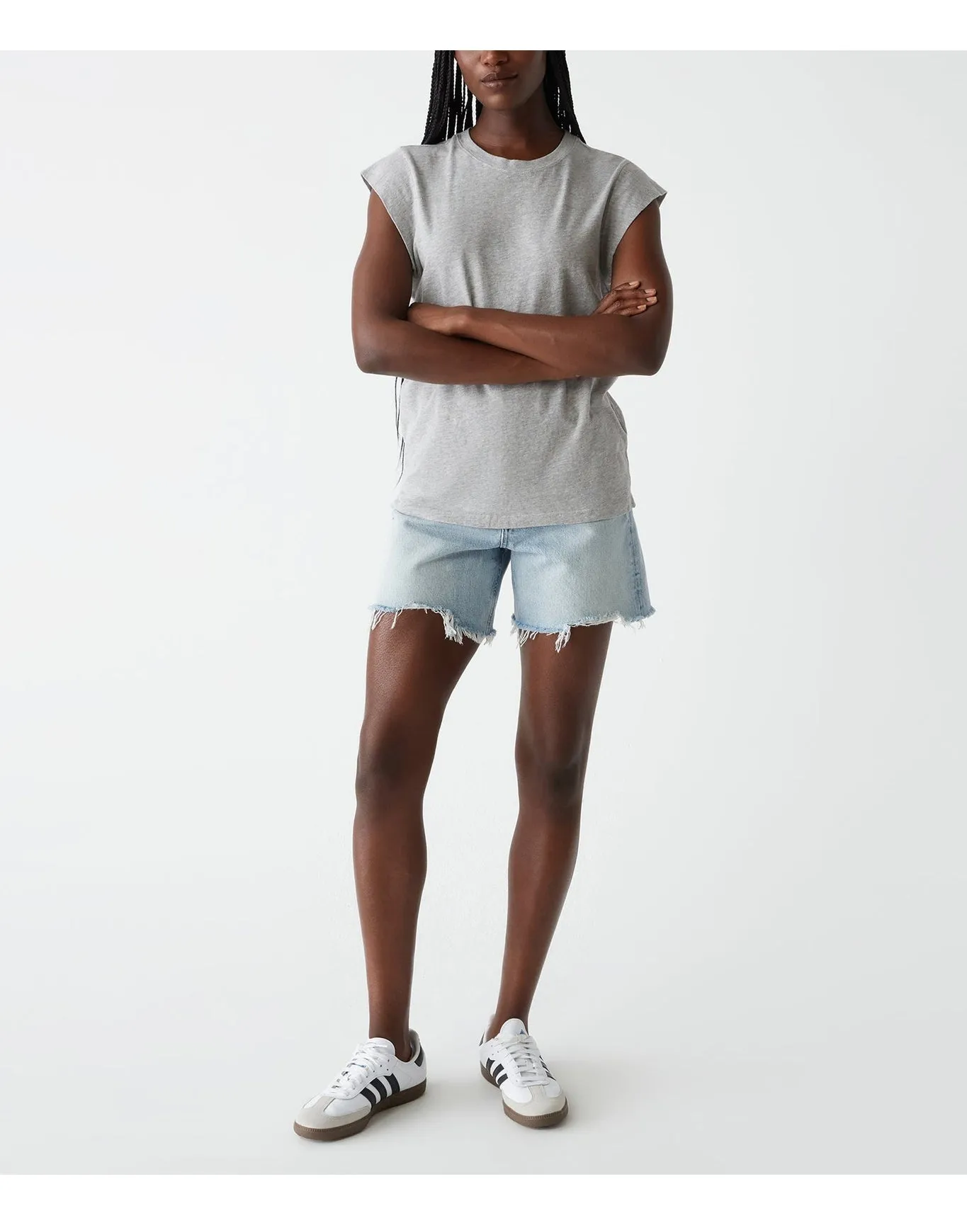 Joey Power Shoulder Tee | Heather Grey MICHAEL STARS
