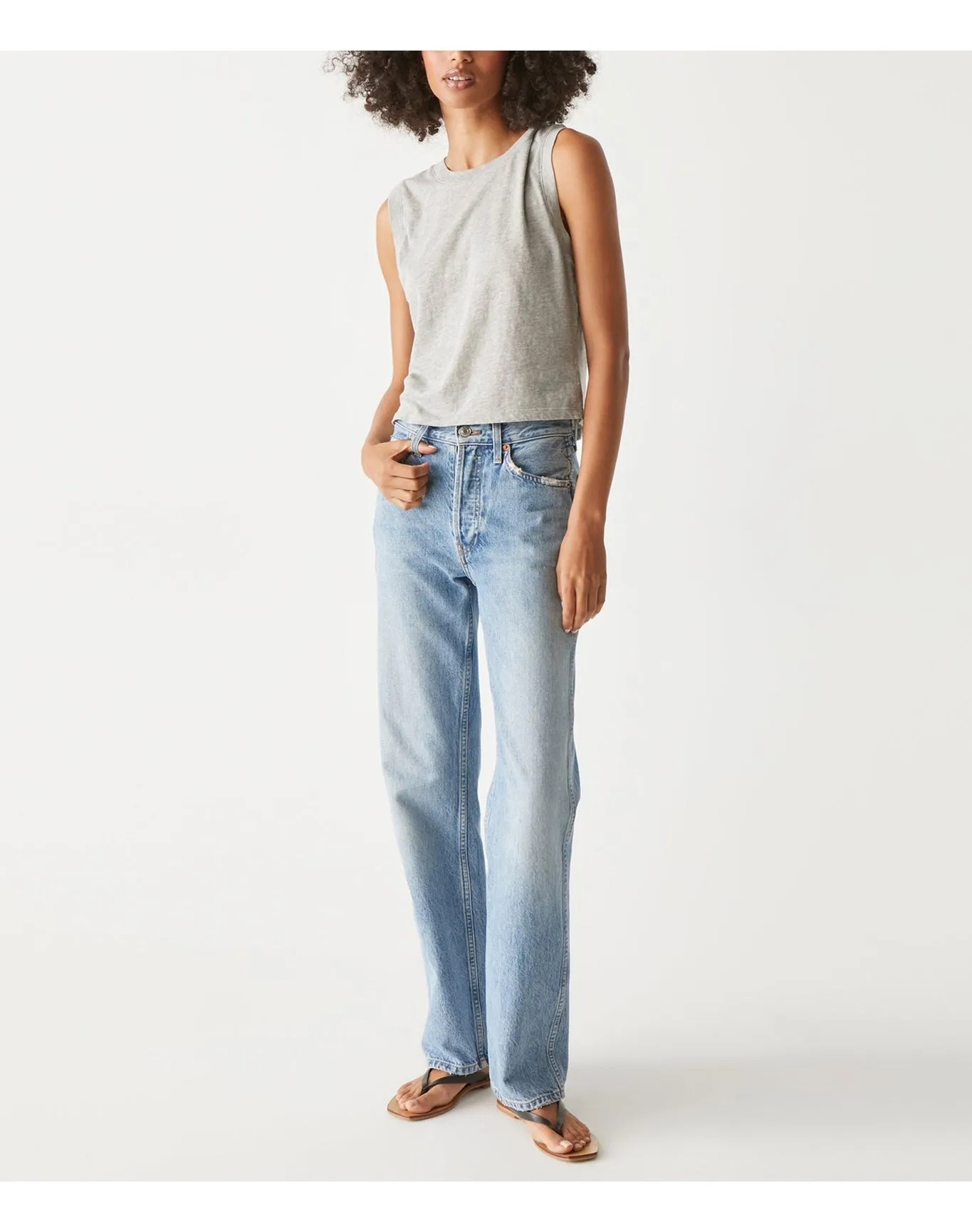 Johnnie Cropped Muscle Tank | Heather Grey MICHAEL STARS