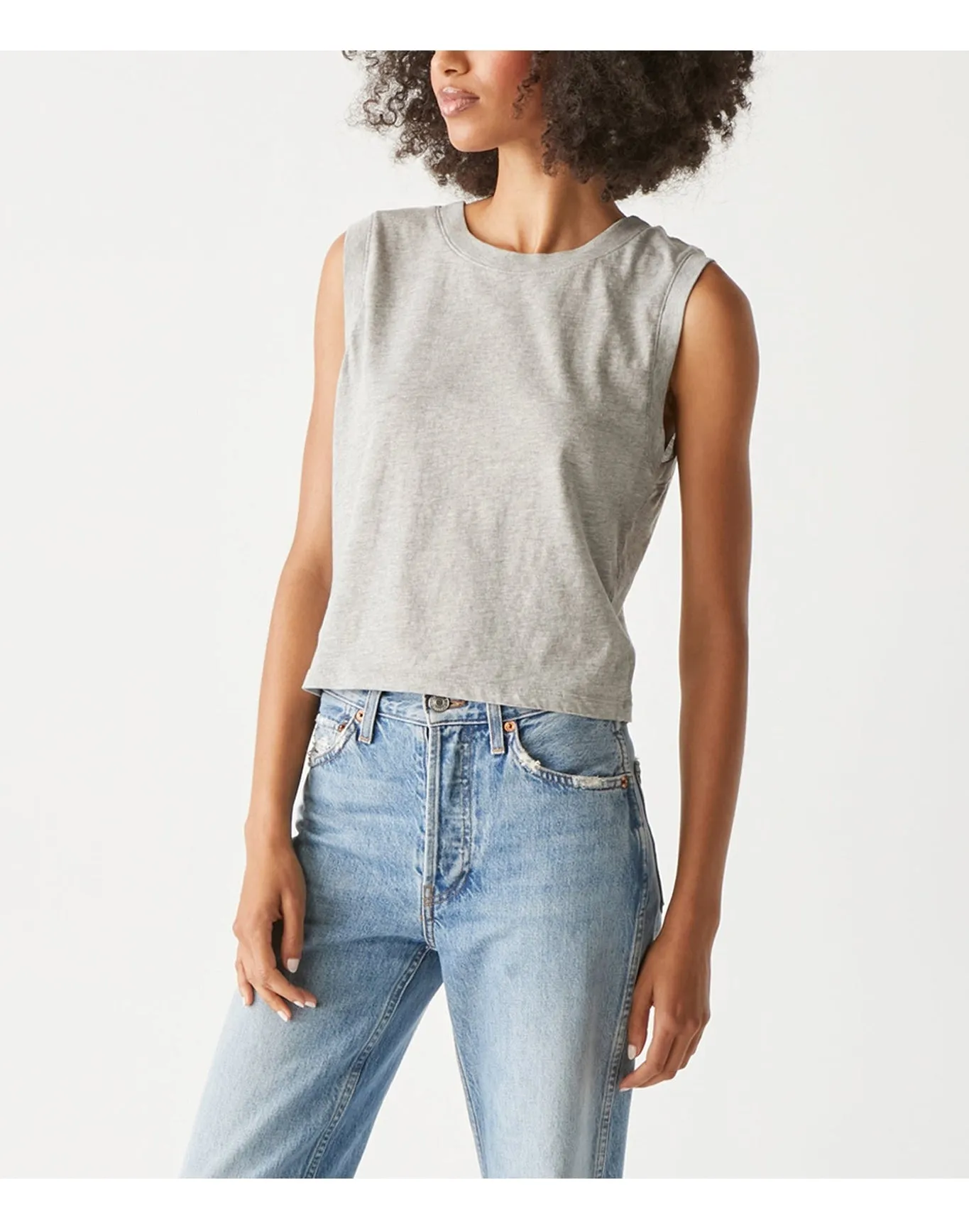 Johnnie Cropped Muscle Tank | Heather Grey MICHAEL STARS