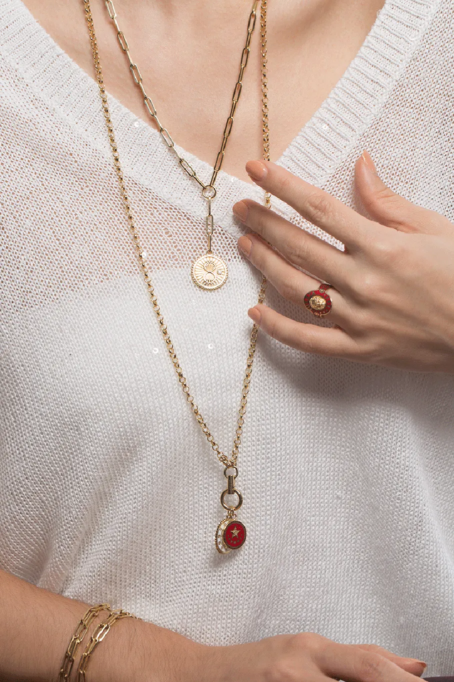 Karma Medallion Fob Clip Necklace