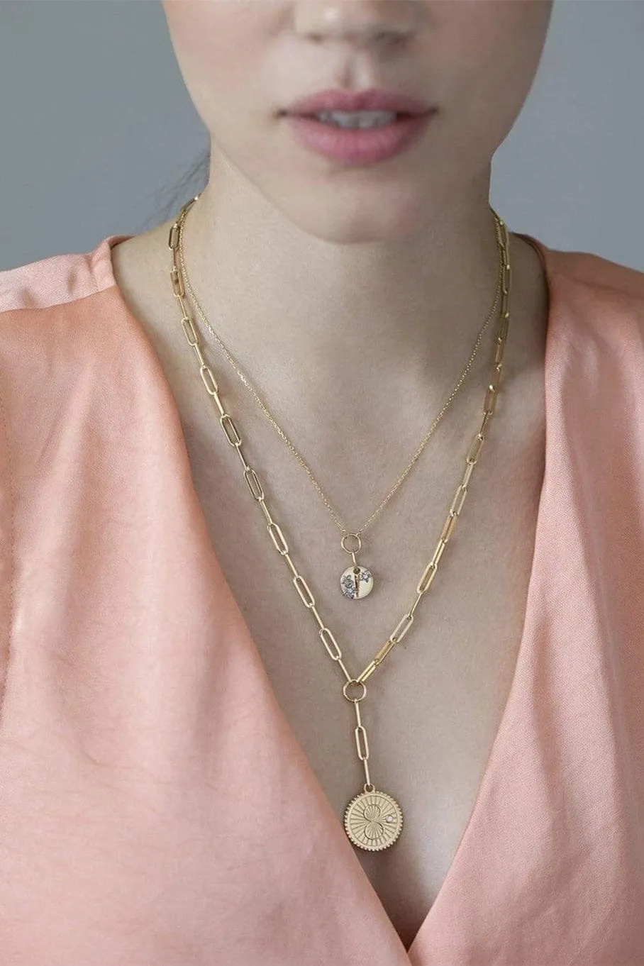 Karma Medallion Fob Clip Necklace