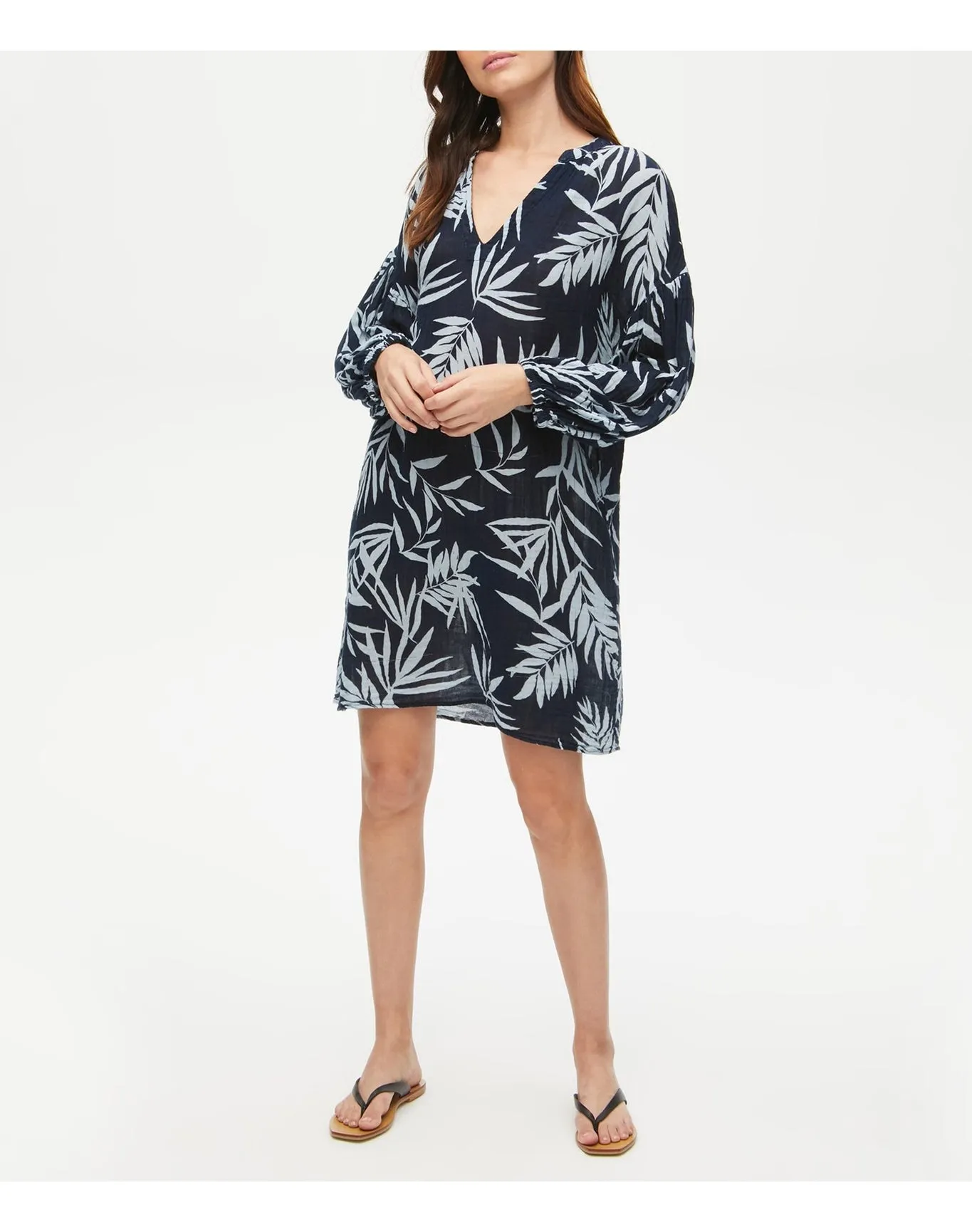 Katrina Leaf Printed Gauze Dress | Navy Combo MICHAEL STARS