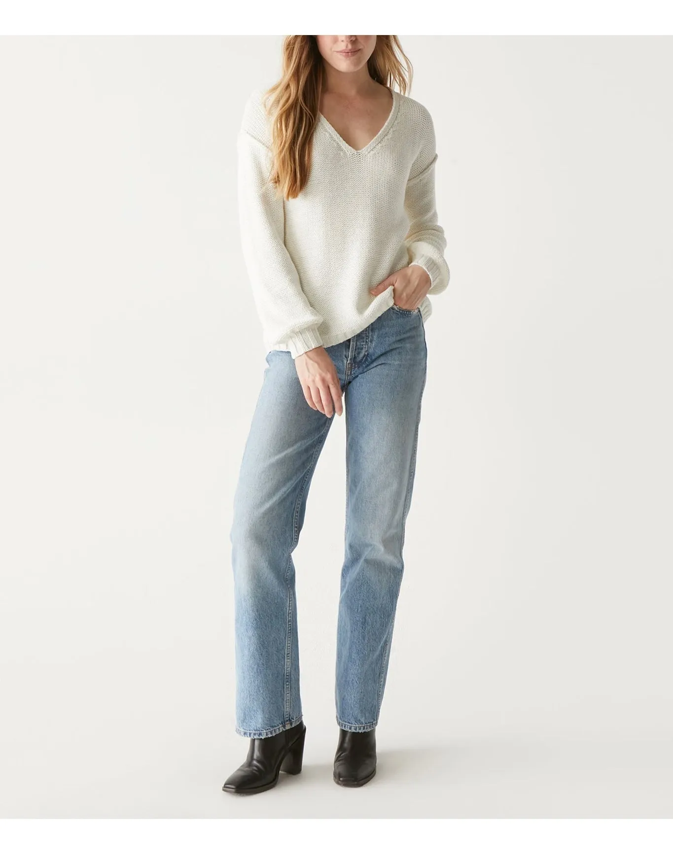 Kendra V-Neck Sweater | Ivory MICHAEL STARS