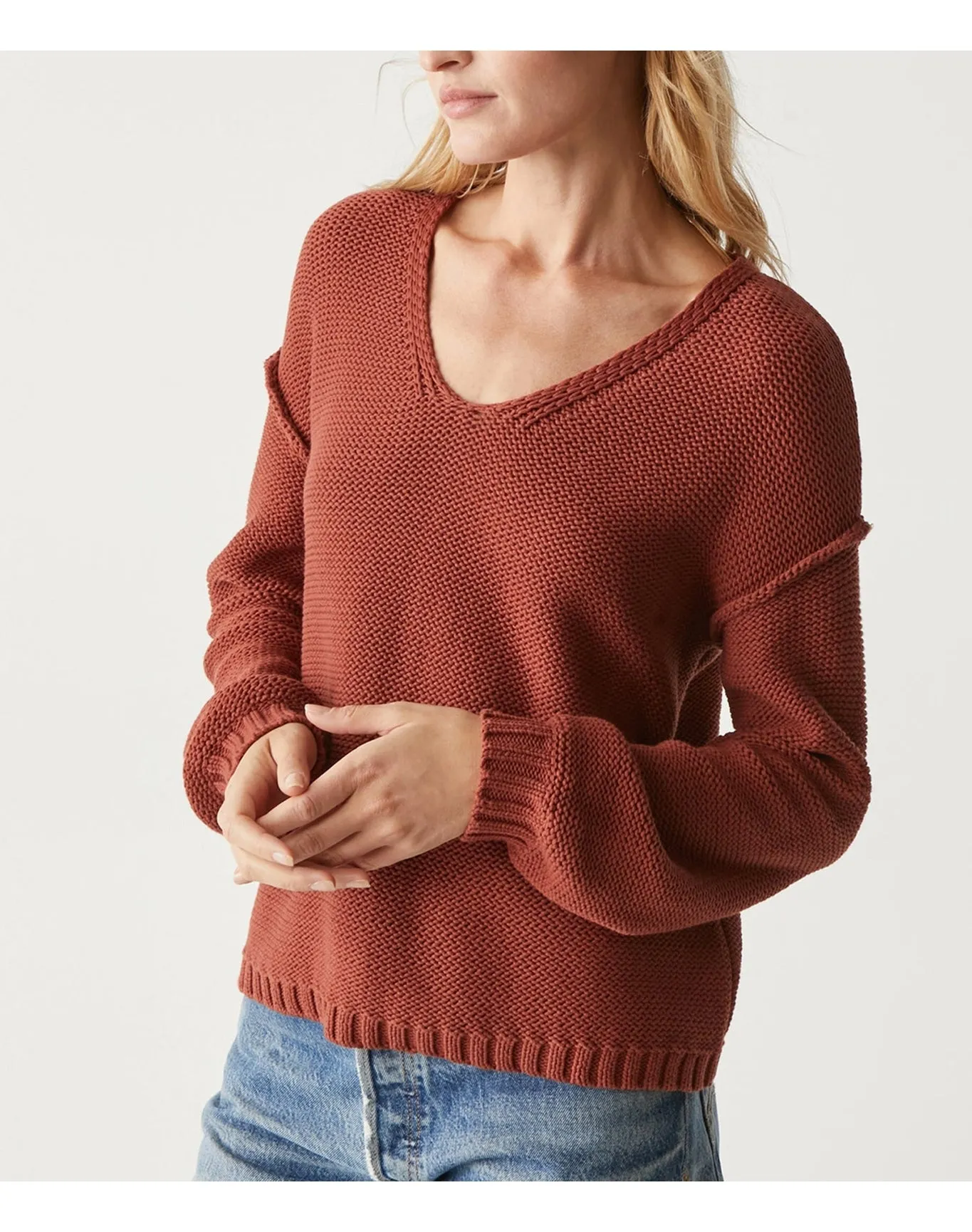 Kendra V-Neck Sweater | Pecan MICHAEL STARS